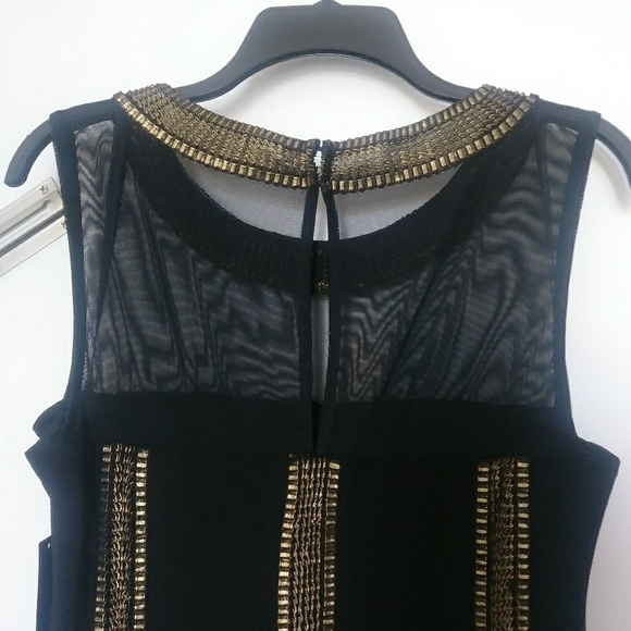 SLNY Black and Gold Detail Dress - Picture 3 of 7